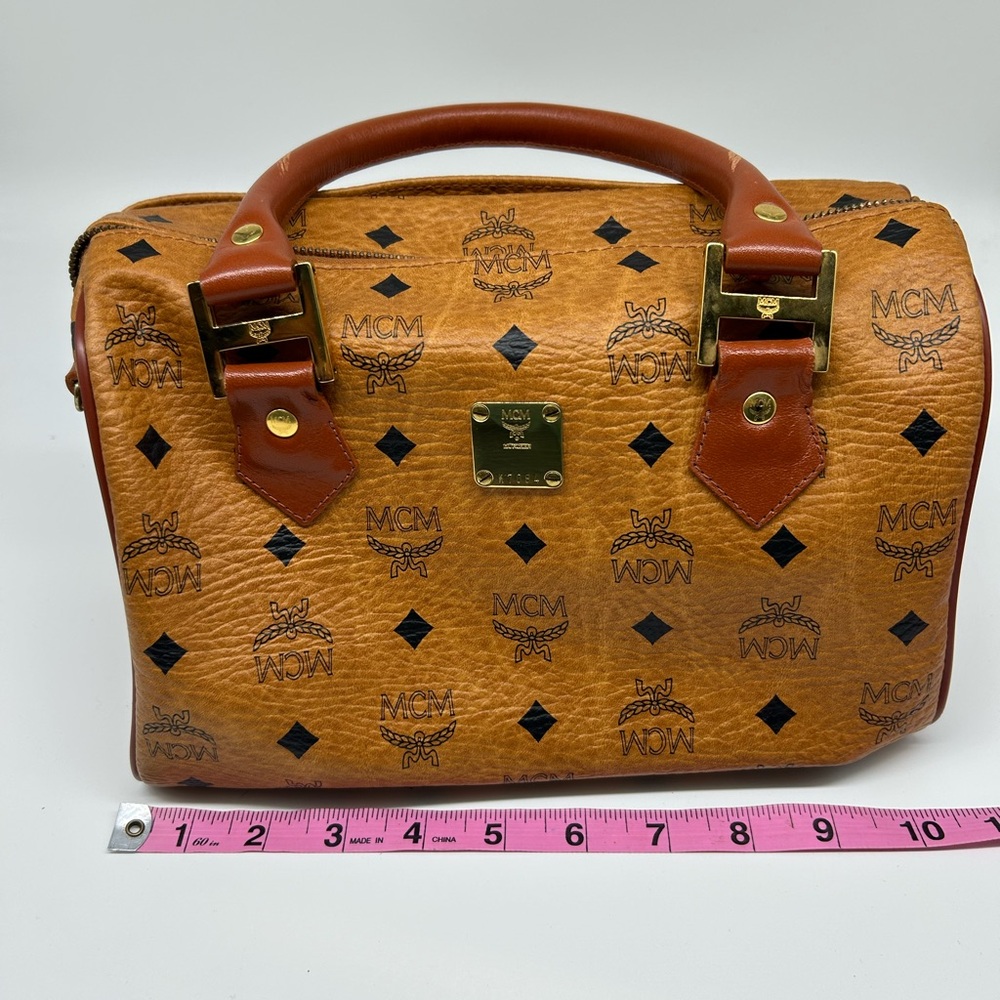 MCM  Boston Handbag Double Handles 10 In X 6 In X 7 In